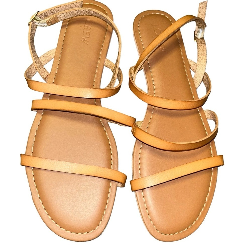J.crew tan Ankle-strap flat sandals size 9 style AW598